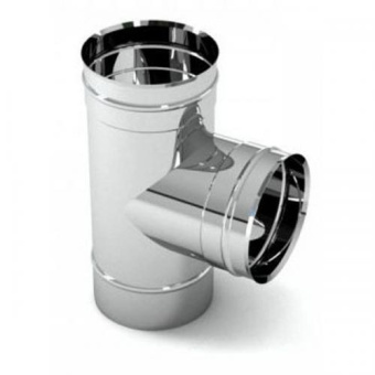 Тройник одностенный дымоходный 90 градусов D-130 мм из нержавеющей стали Прок